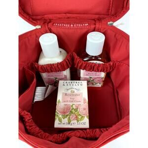 Crabtree & Evelyn Rosewater Travel Case Body Lotion Bar Soap Body Wash